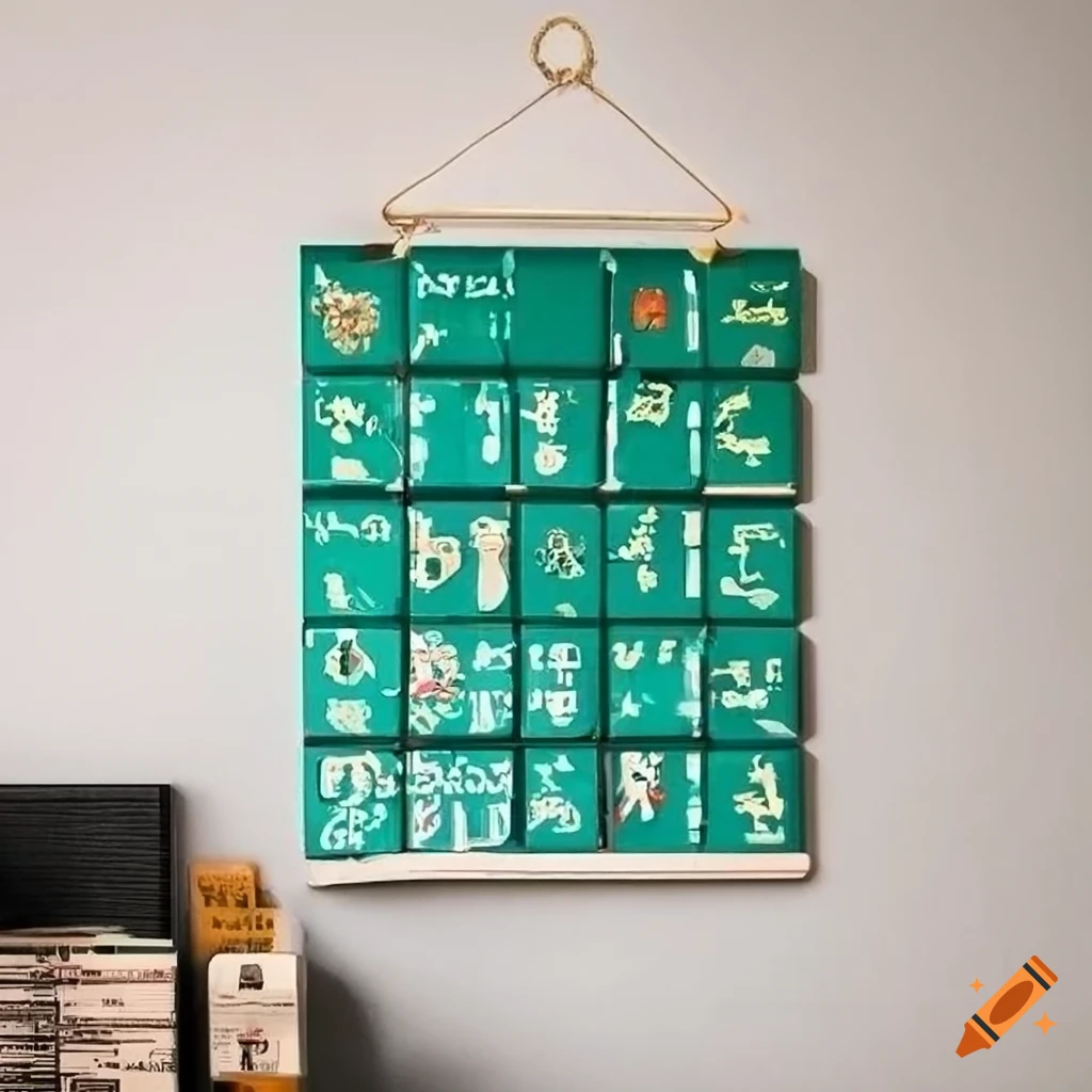 Advent calendar with 20 drawers and vintage Japanese drawings of kappa and American sasquatches