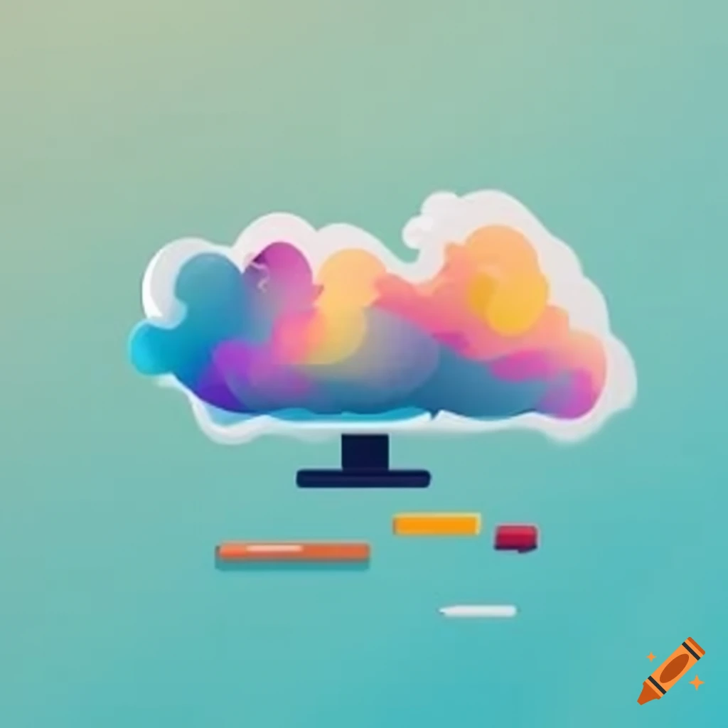 Cloud desktop with a computer screen showing clouds