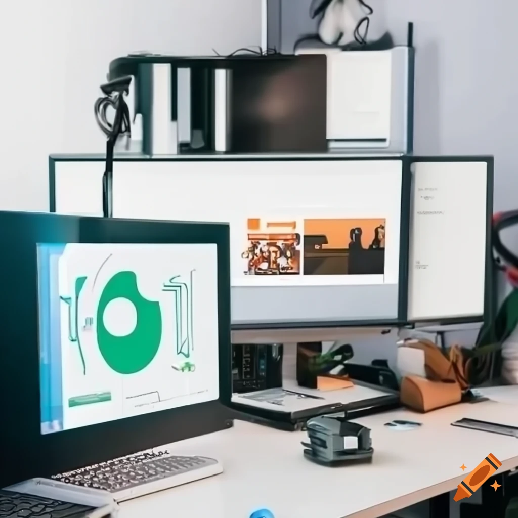 Professional computer setup with java, spring boot, and reactjs icons ...