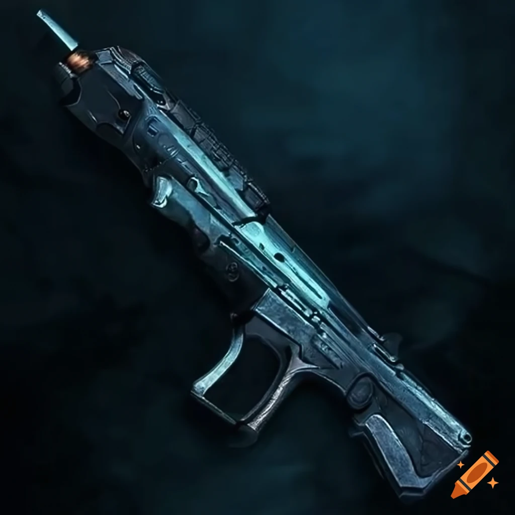 Futuristic pistol in a cybernetic technology setting