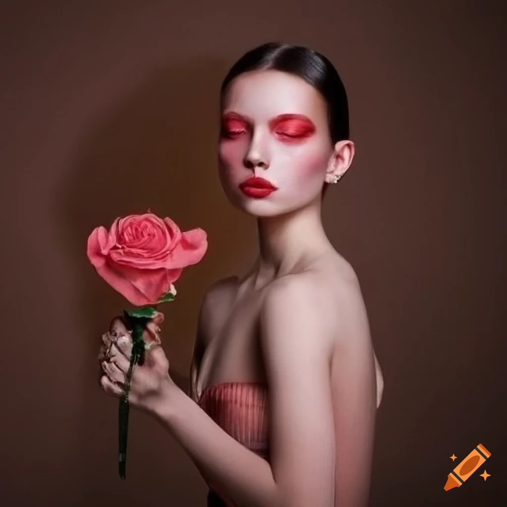 Cubist art of Miranda holding a rose