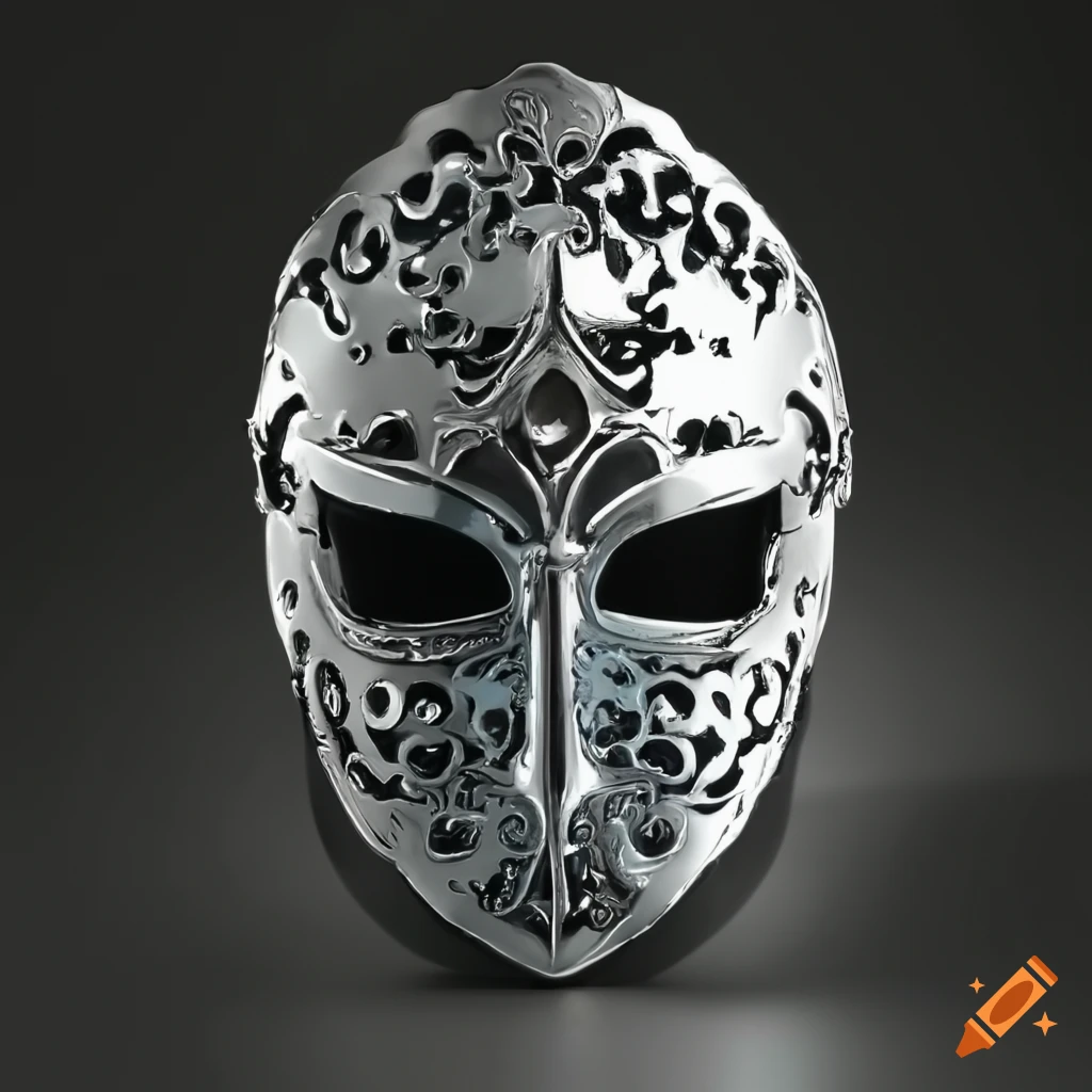 Sleek Chrome filigree helm with an art nouveau design