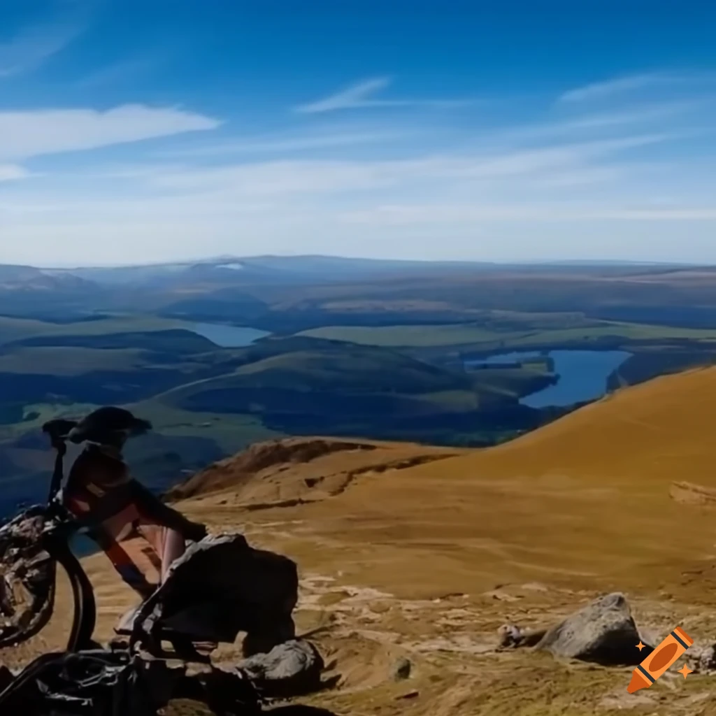 R2-D2 riding a mountain bike down Aonach Mòr