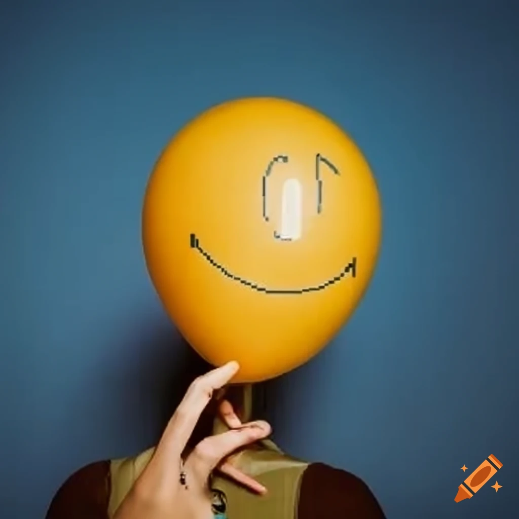 Smiley awkward balloon in 8-bit style