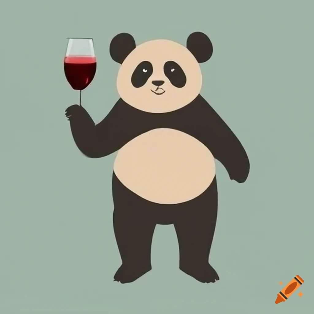 Panda enjoying a glass of wine on Craiyon