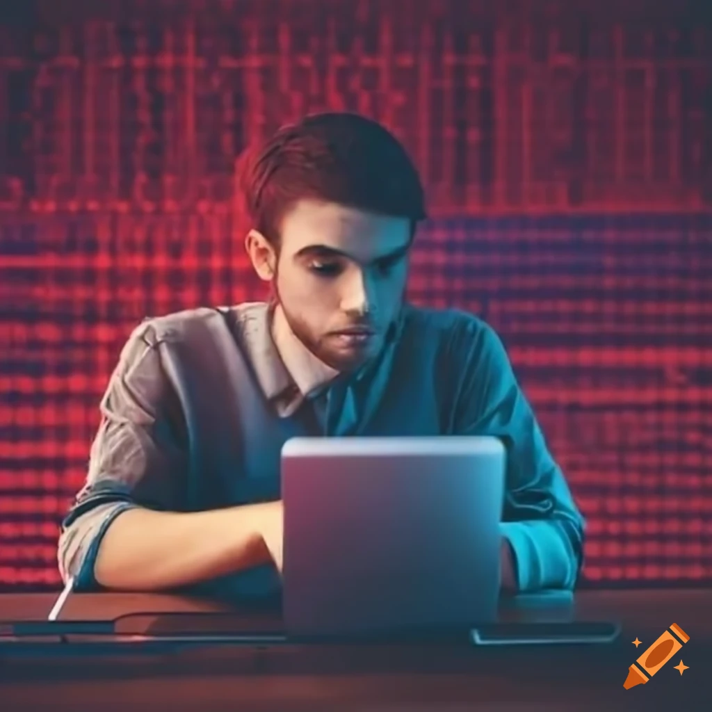 Man coding on a computer on Craiyon