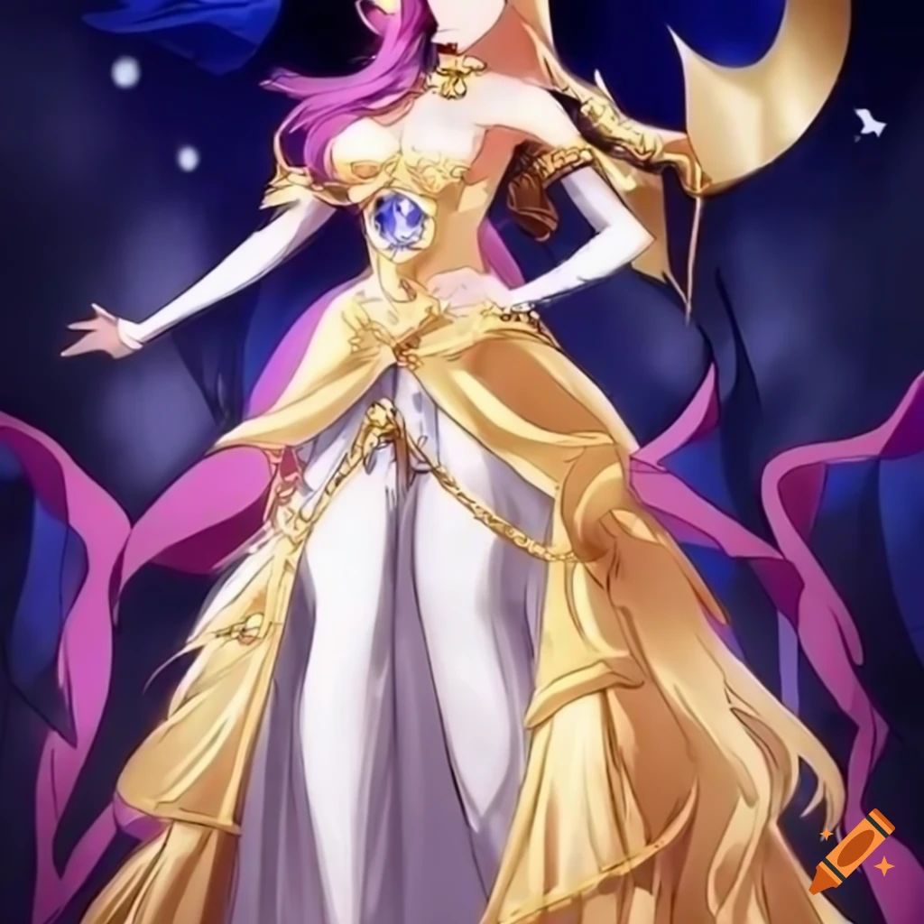 Anime character inspired by Goldorak with crystal dress