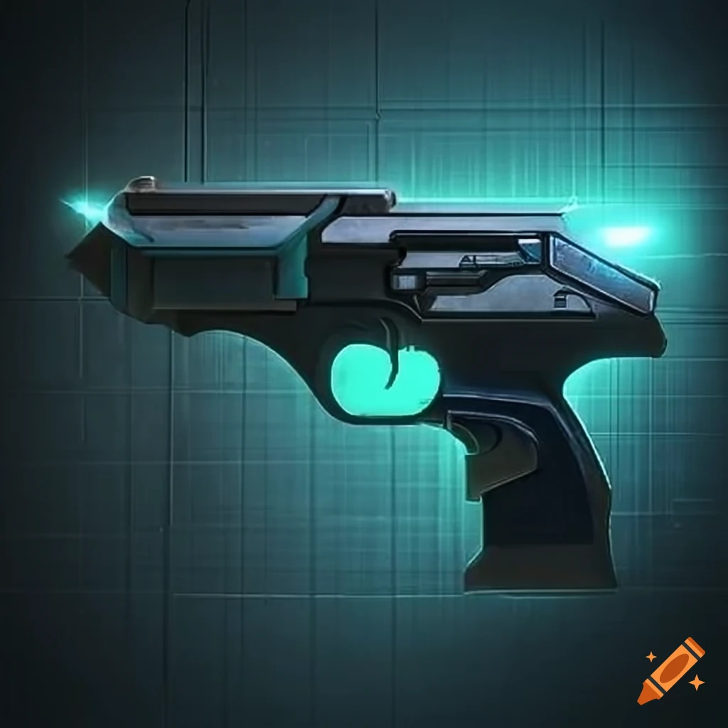 Futuristic image with pistols and cybernetic technology