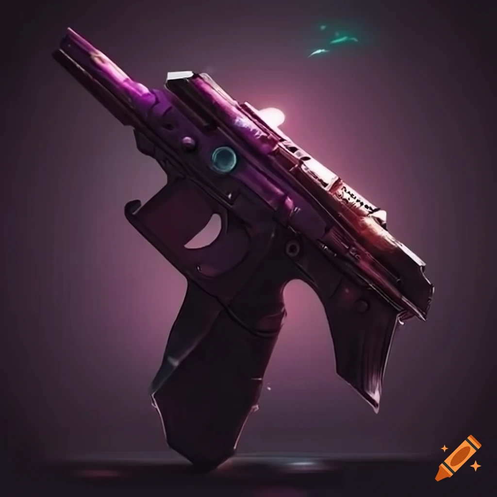 Futuristic pistol in a cybernetic technology setting