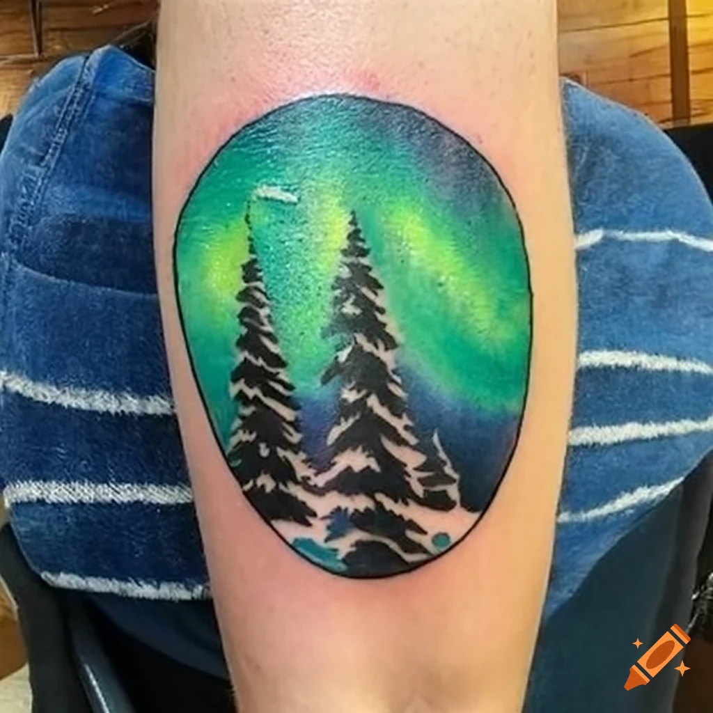 Epic northern lights tattoo design