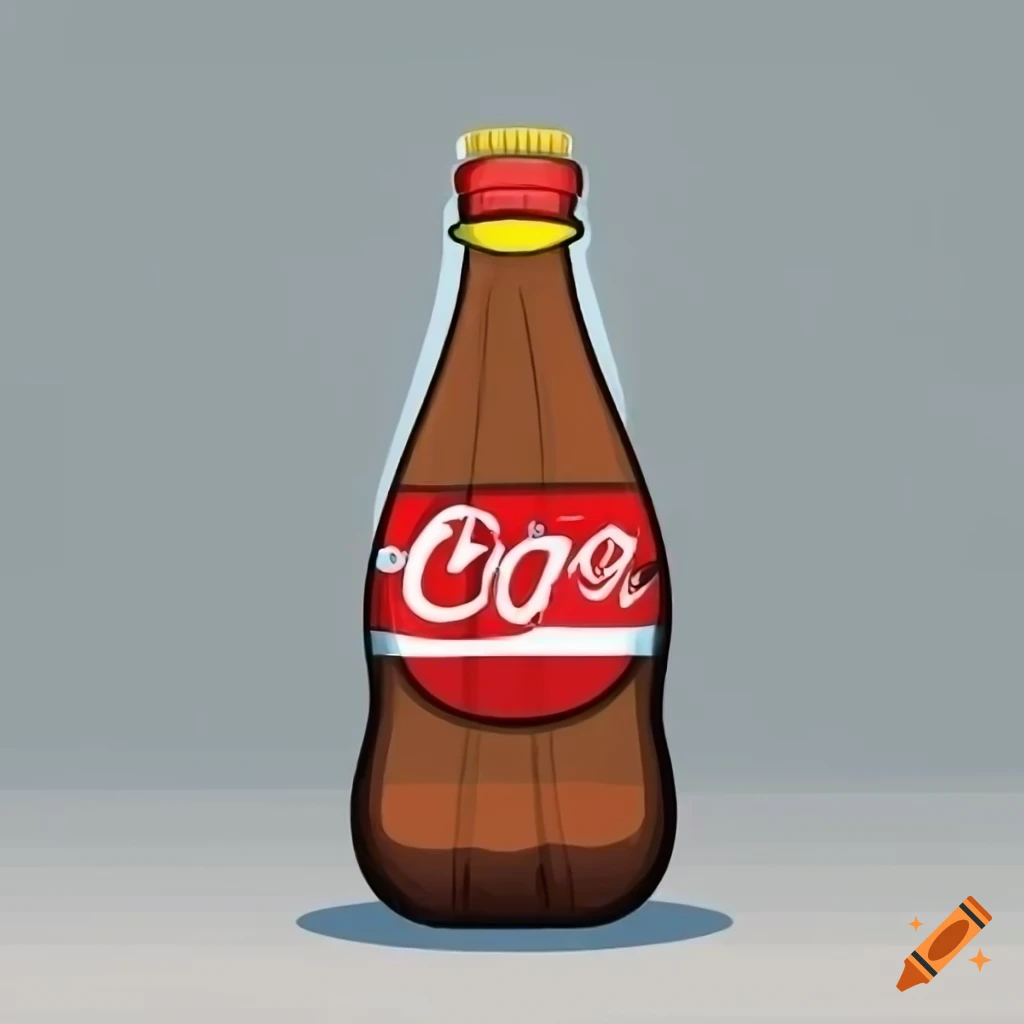 Colorful cartoon illustration of a bottle of cola on Craiyon