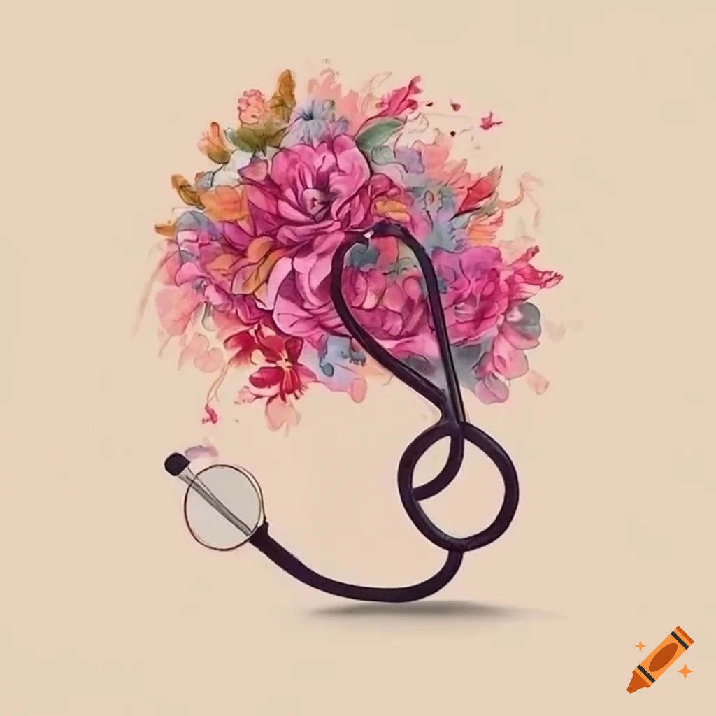 Decorative floral design for medical equipment like a stethoscope