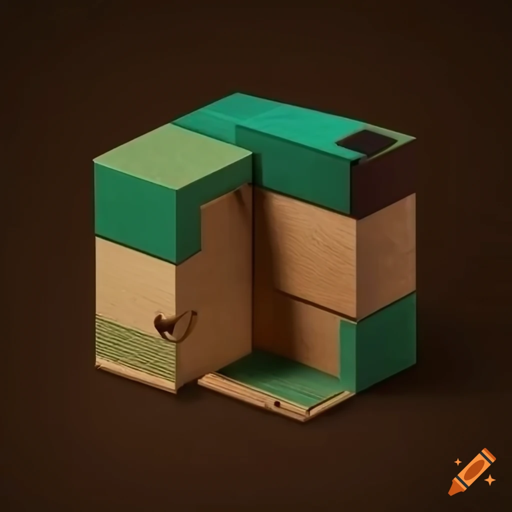 Organic solarpunk style wood box L corners with nature-inspired design