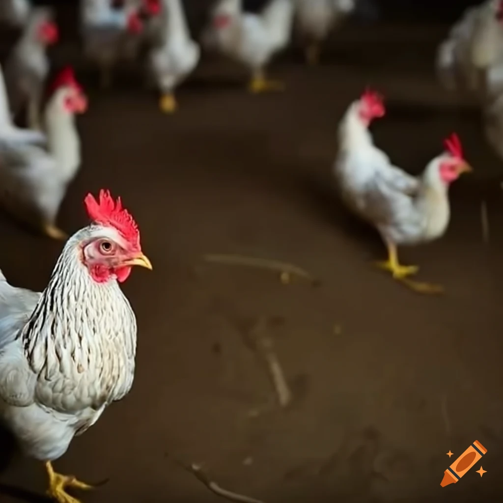 Poultry farm with white hens