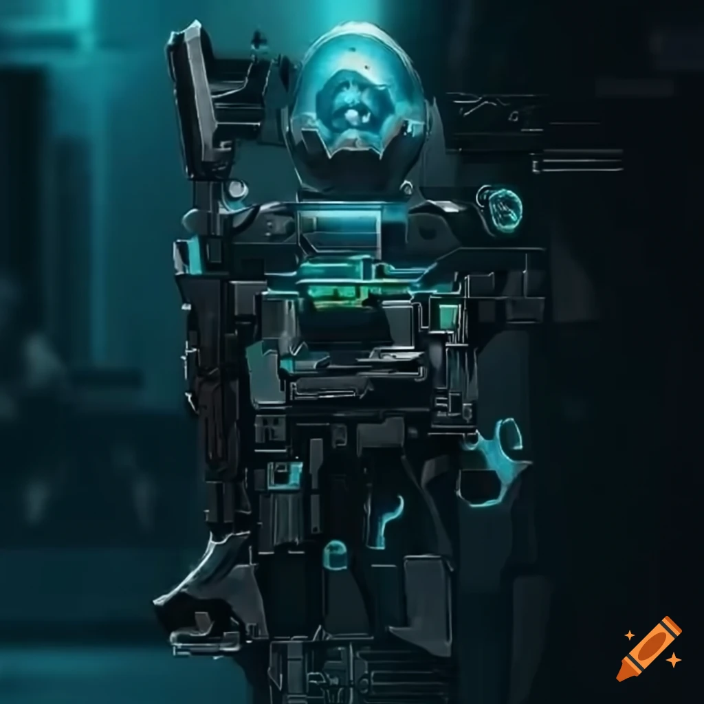 Futuristic cybernetic pistol weapon technology