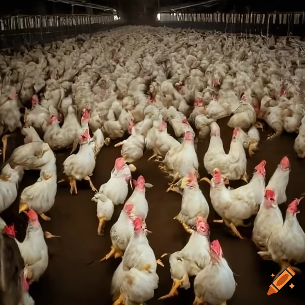 Poultry farm with white hens