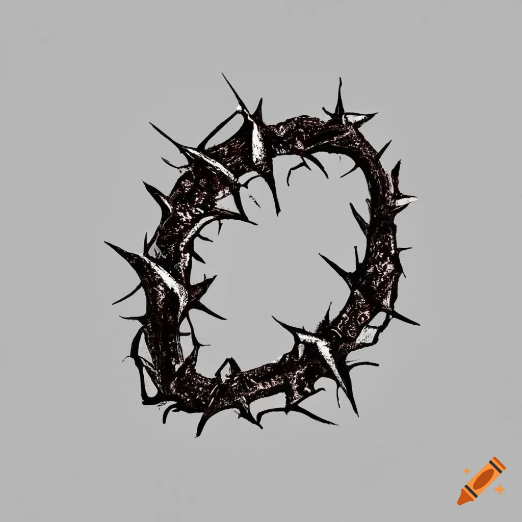 Stippled screen print art grunge thorns ring with texture on Craiyon