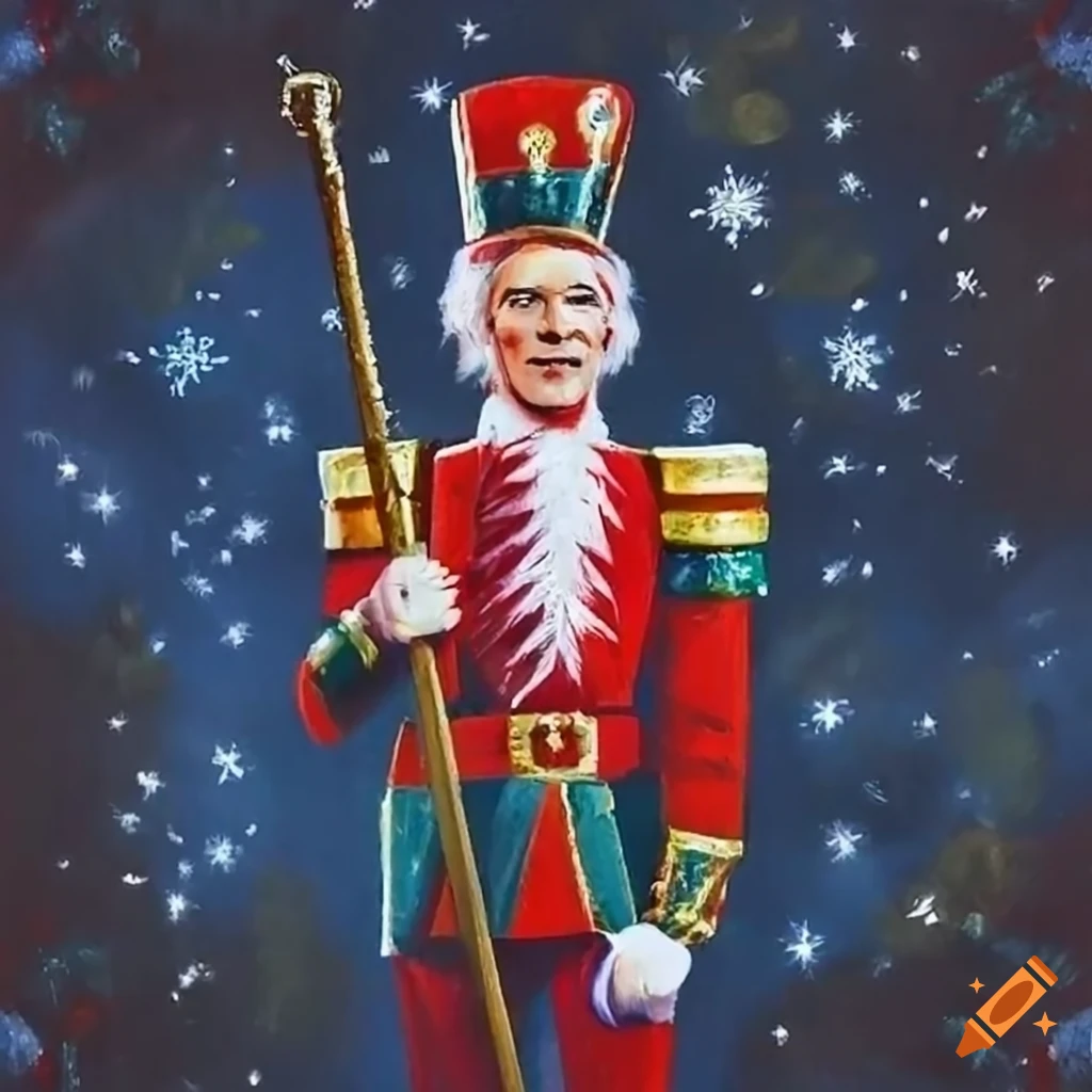 Unique christmasinspired painting of david bowie in nutcracker attire