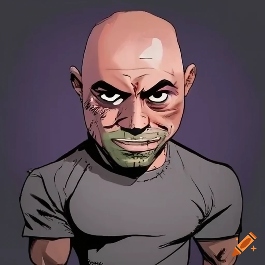 Joe rogan depicted as a gorillaz character on Craiyon