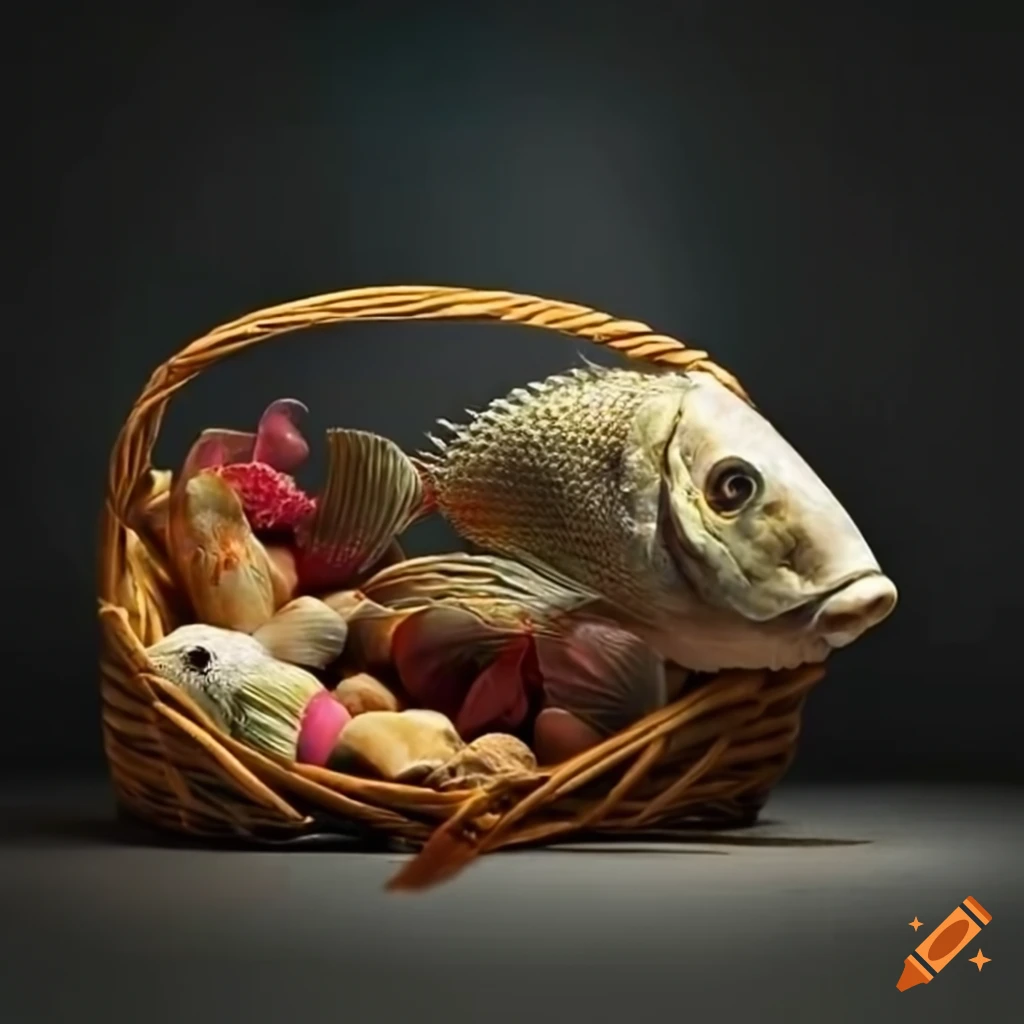 Easter basket filled with dead fish