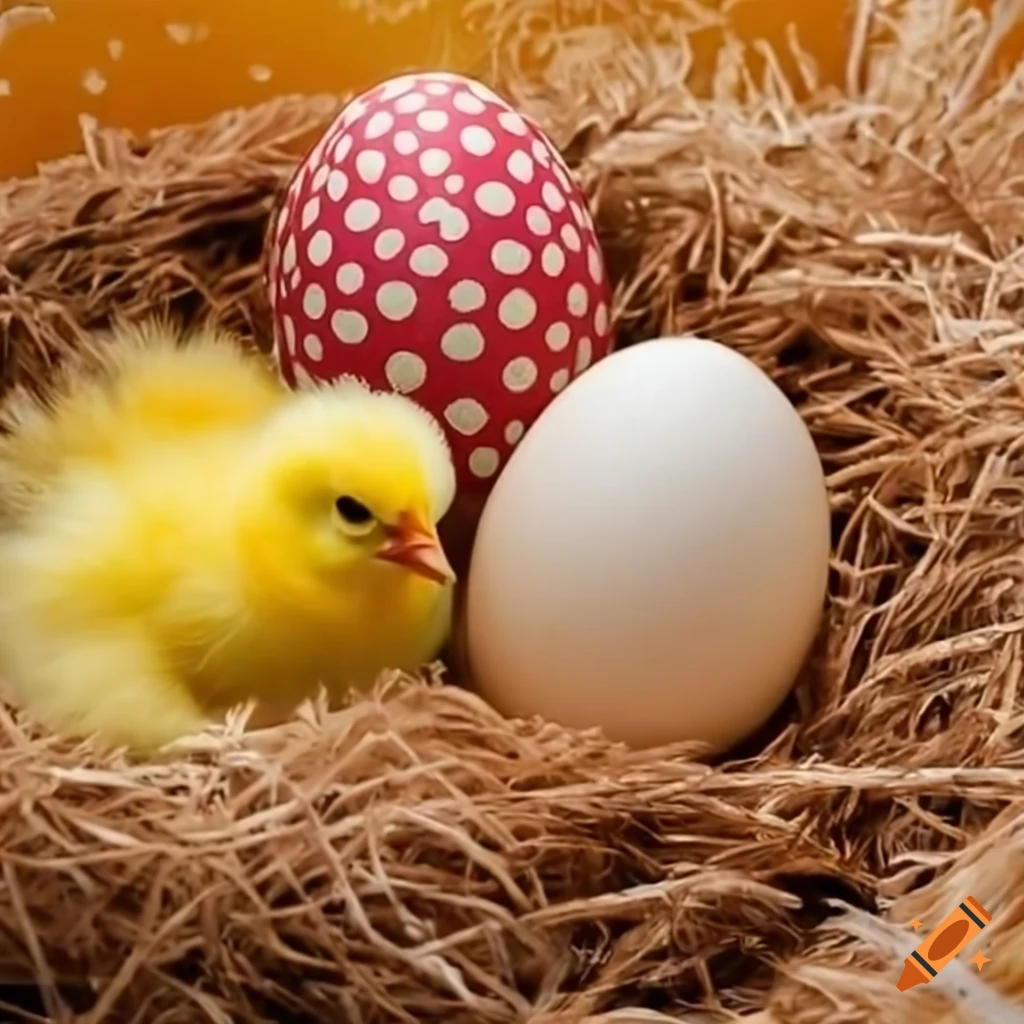 Easter egg with chick emerging