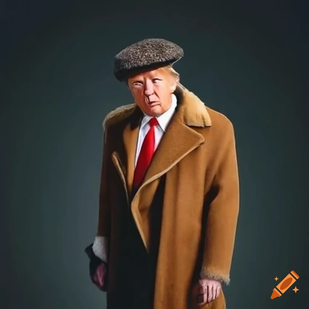 Man in a flat cap and sheepskin coat standing in front of a burger van