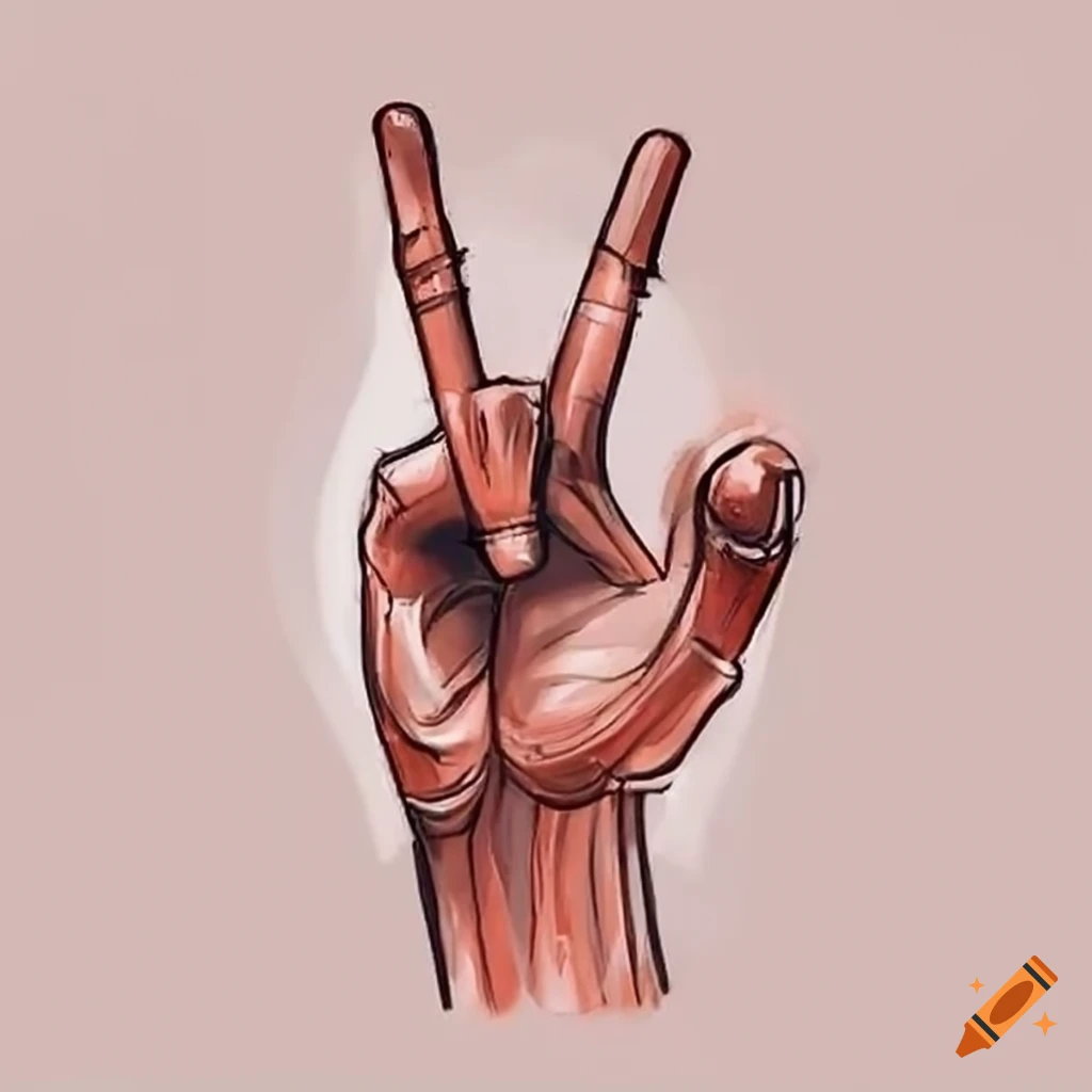 Hand showing V for Victory sign or peace gesture