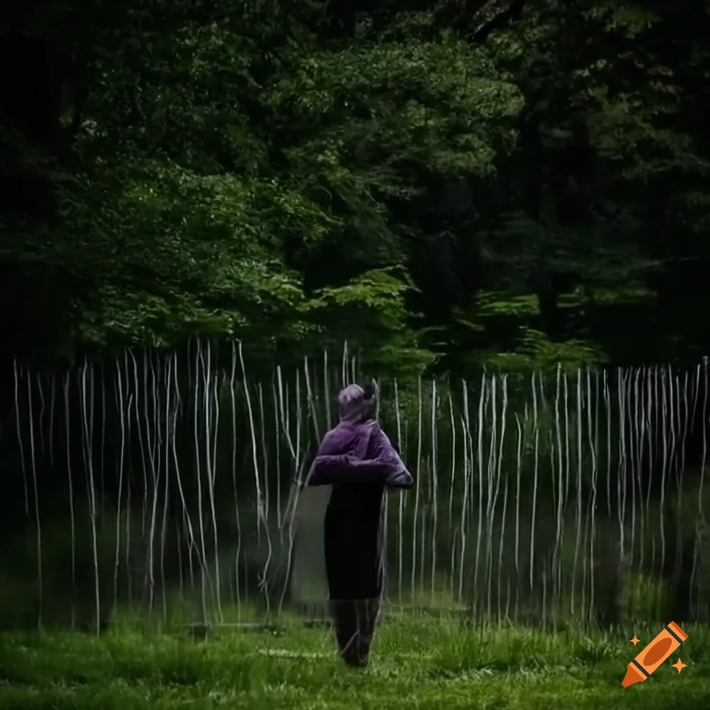 Person fencing under the rain