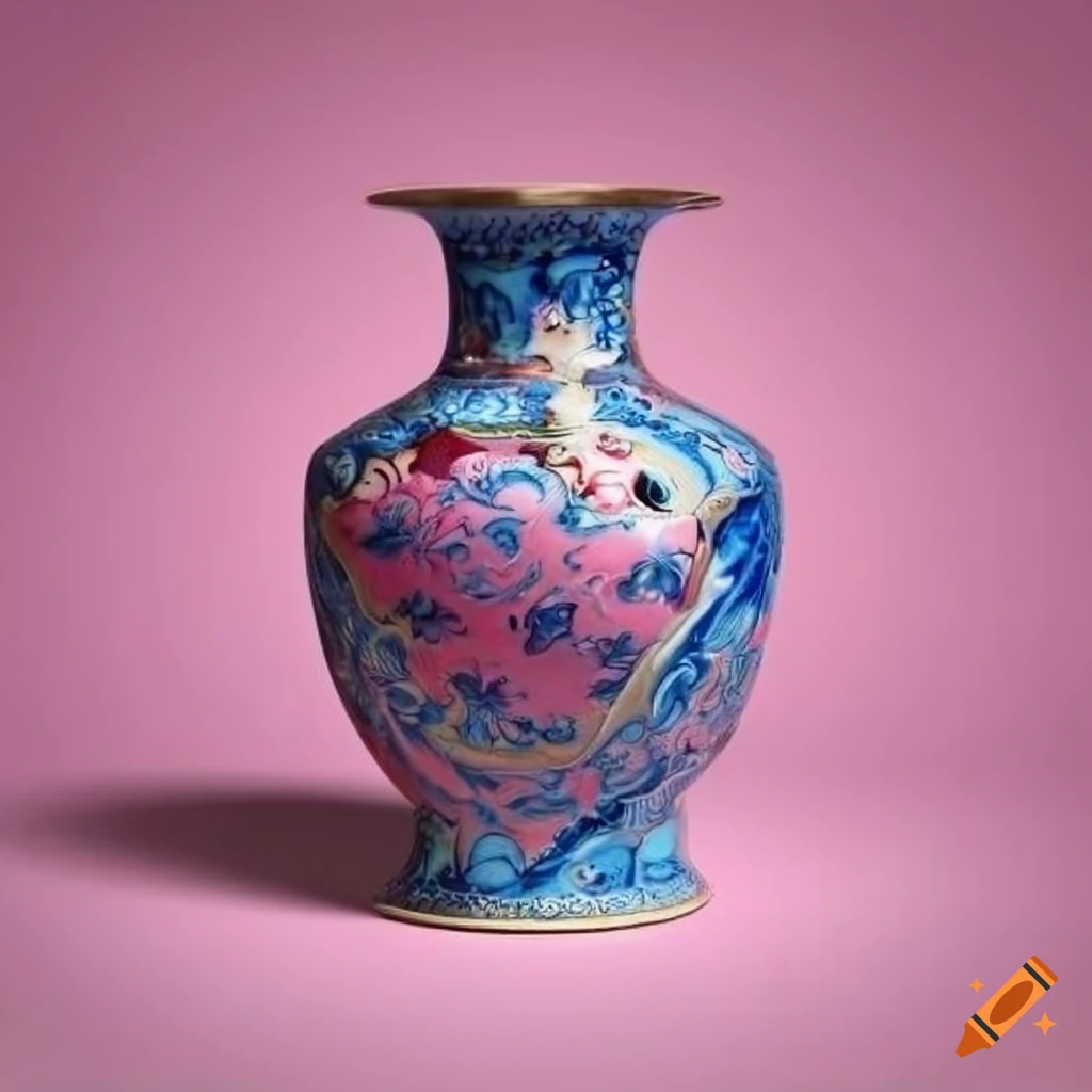 Shattered chinese vase reconstructed with gold accents on Craiyon