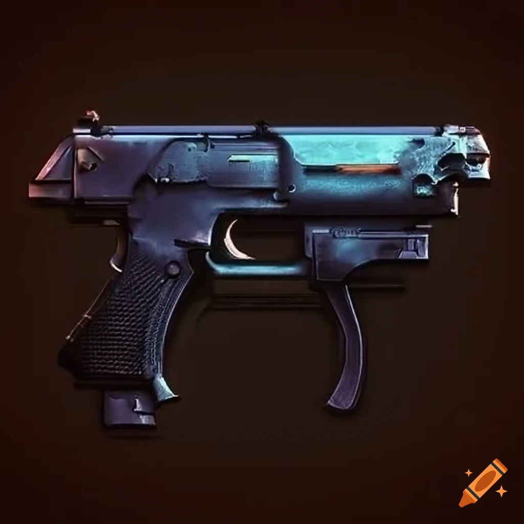 Futuristic pistol with cybernetic enhancements