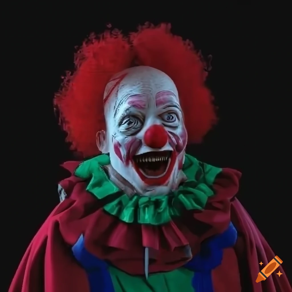 Poorly rendered clown in a black void from 90's 3D CD-ROM game