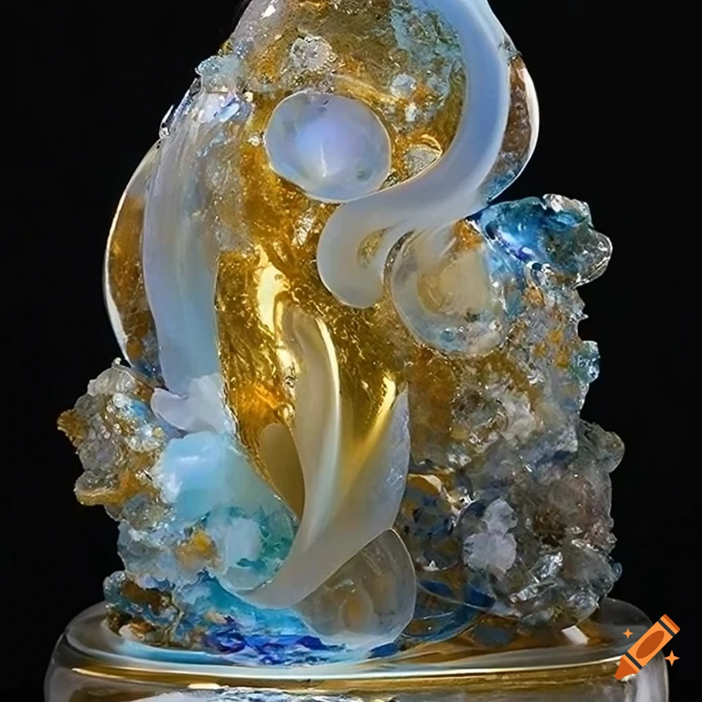 Sculpted marble figures with intricate details and cinematic lighting