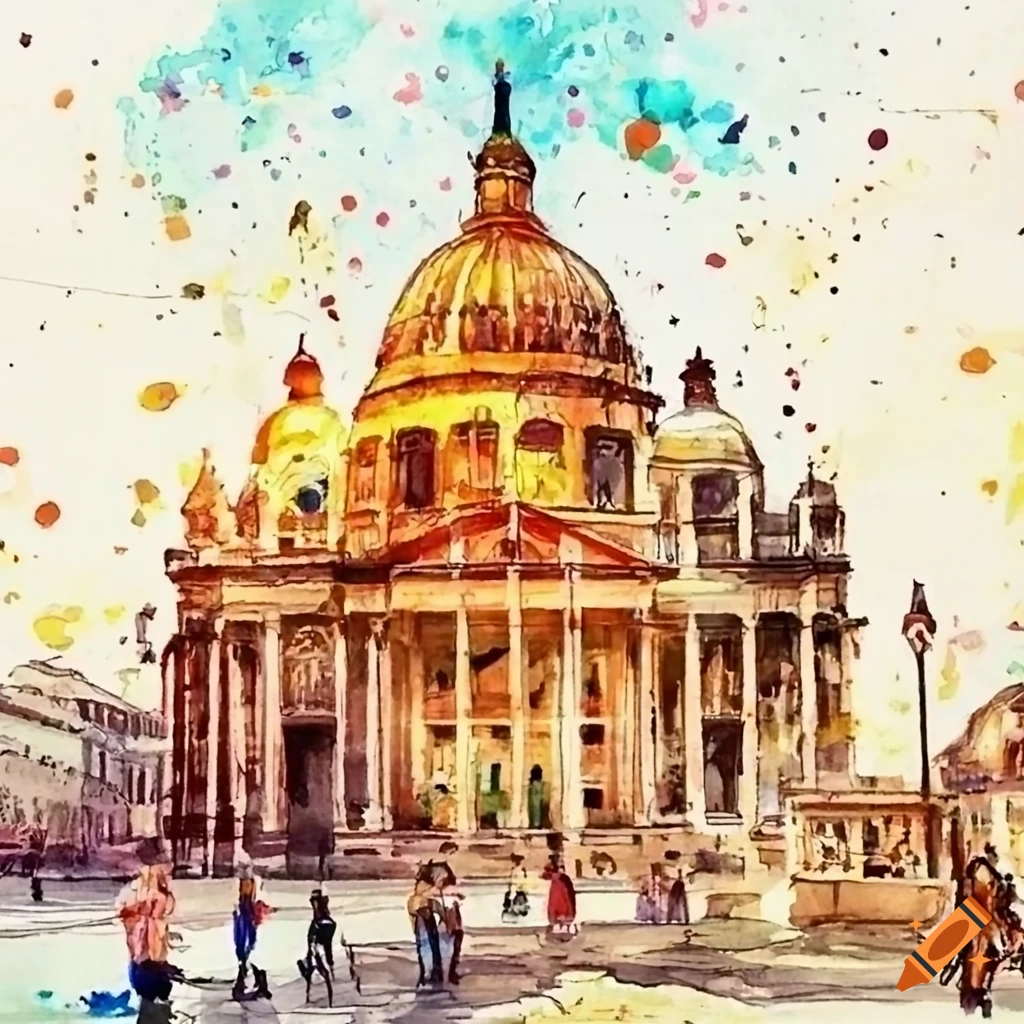 International Day of Monuments and Historical Places in watercolor