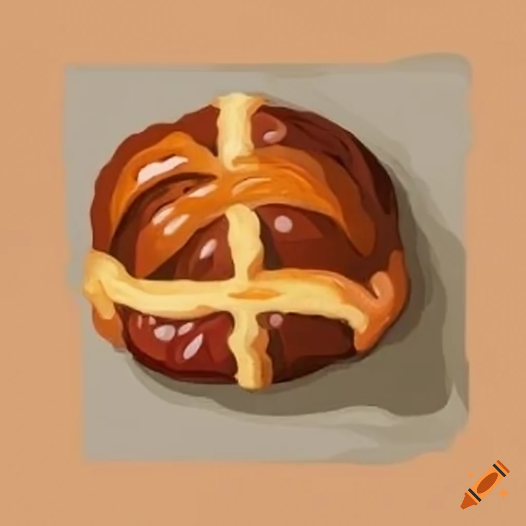 Hot-cross bun - warm, baked, golden