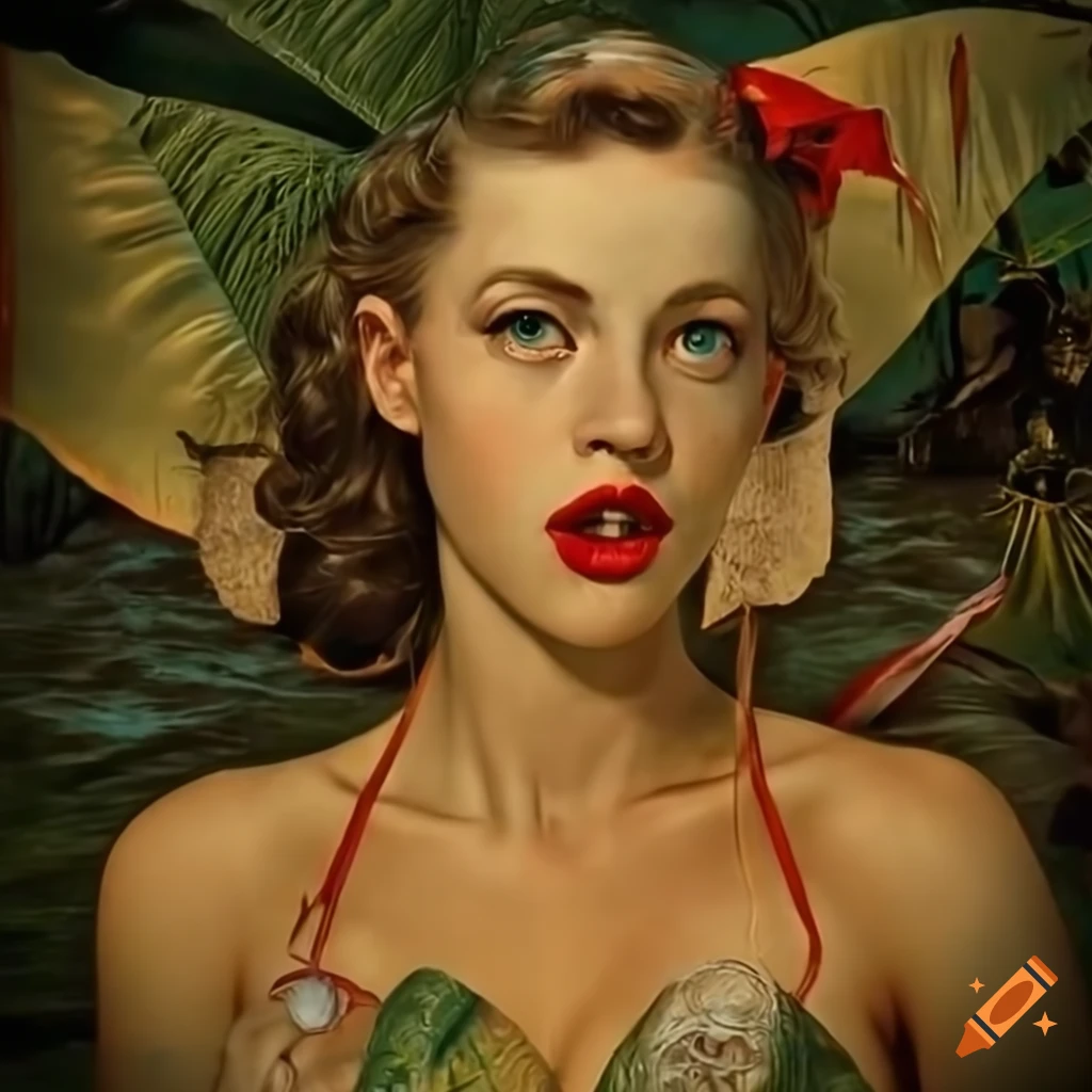 Artistic tropical pinup with mesmerizing features and stunning details