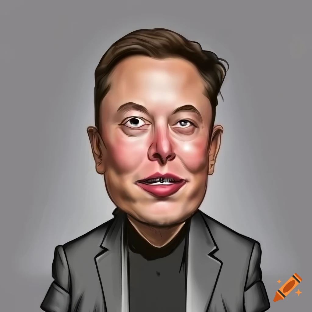 Caricature of elon musk in a cartoon-style portrait on Craiyon
