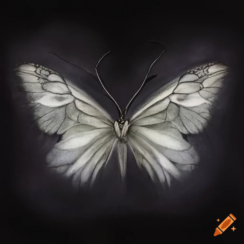 Mystical long-winged white butterfly