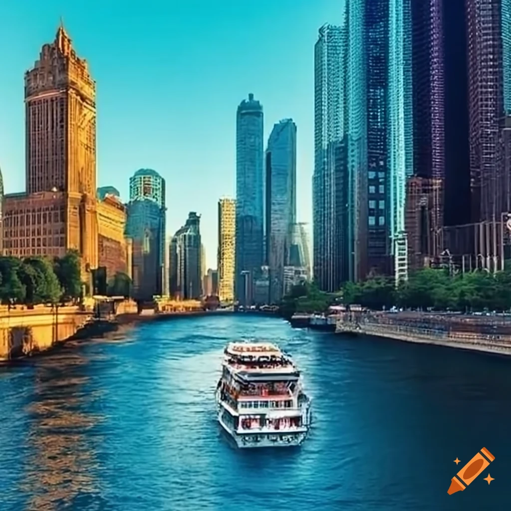 Chicago river boat tour on Craiyon