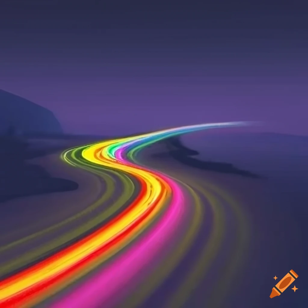 Rainbow road in the night sky on Craiyon
