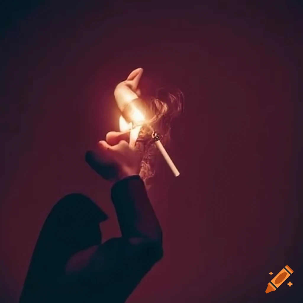 Melancholic alternative musician with a cigarette at twilight