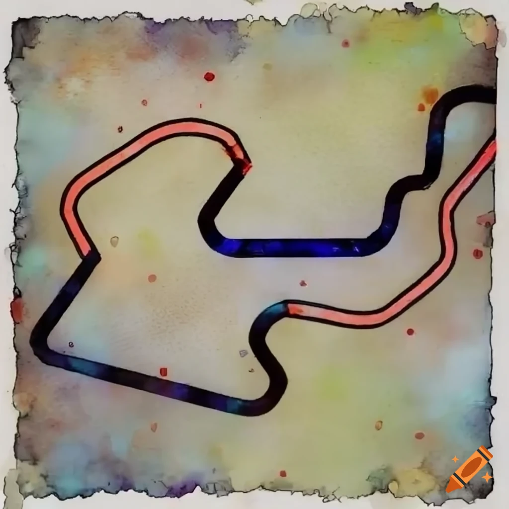 Detailed 2D racetrack circuit layout with sharp turns and straightaways ...