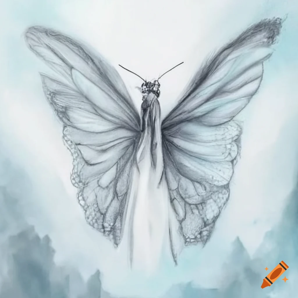 Mystical long-winged white butterfly