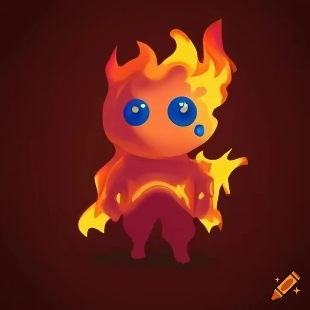 Colorful and playful flame sprite on a simple backdrop