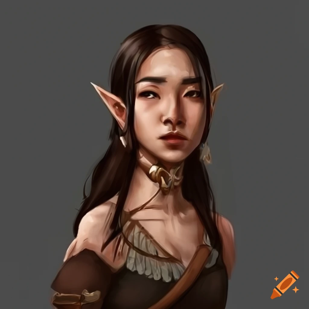 Half Asian Female Dnd Elf With Copper Skin And Dark Hair Wielding A Sickle On Craiyon 4087