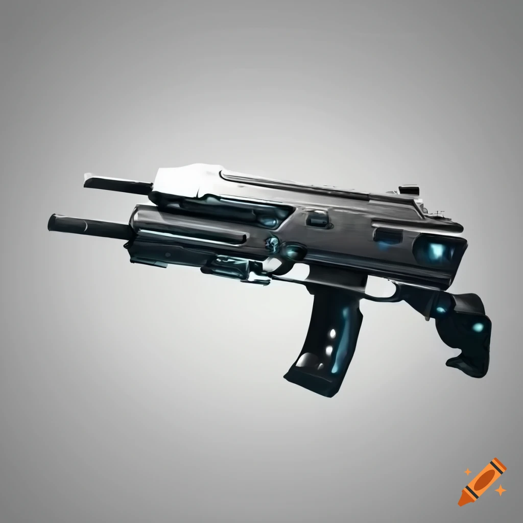 Futuristic pistol with cybernetic technology on a white background