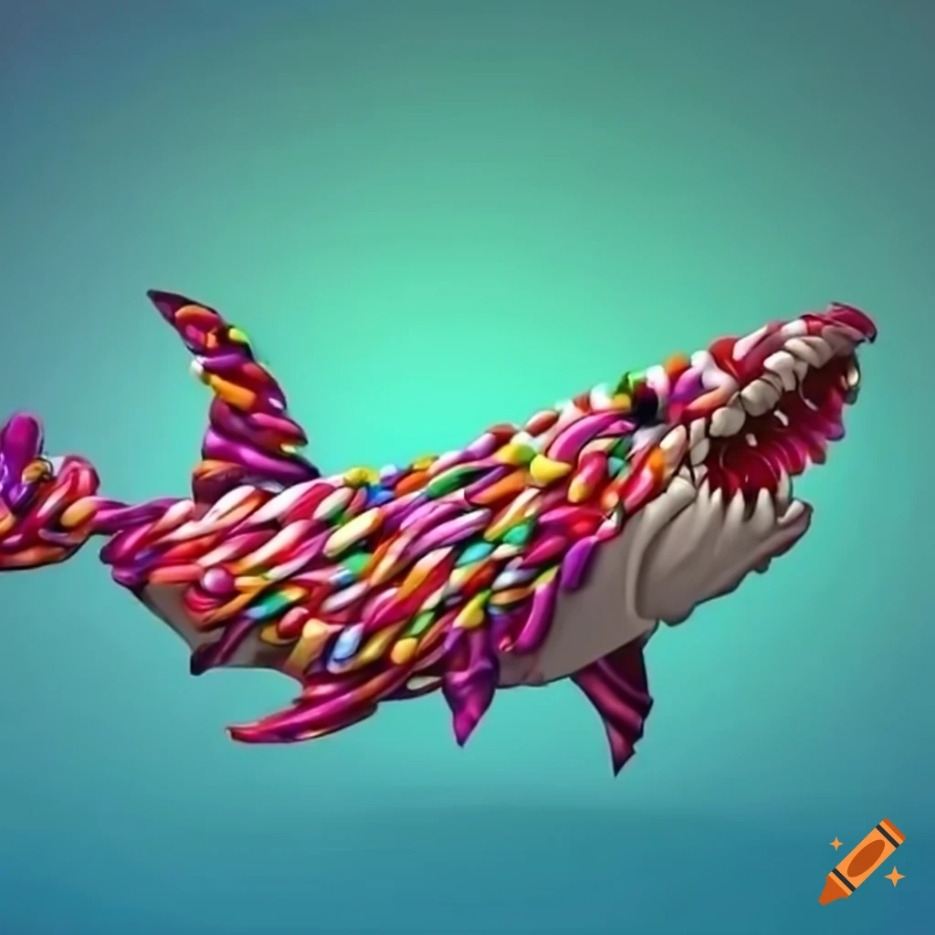 Candy megalodon in cartoon style