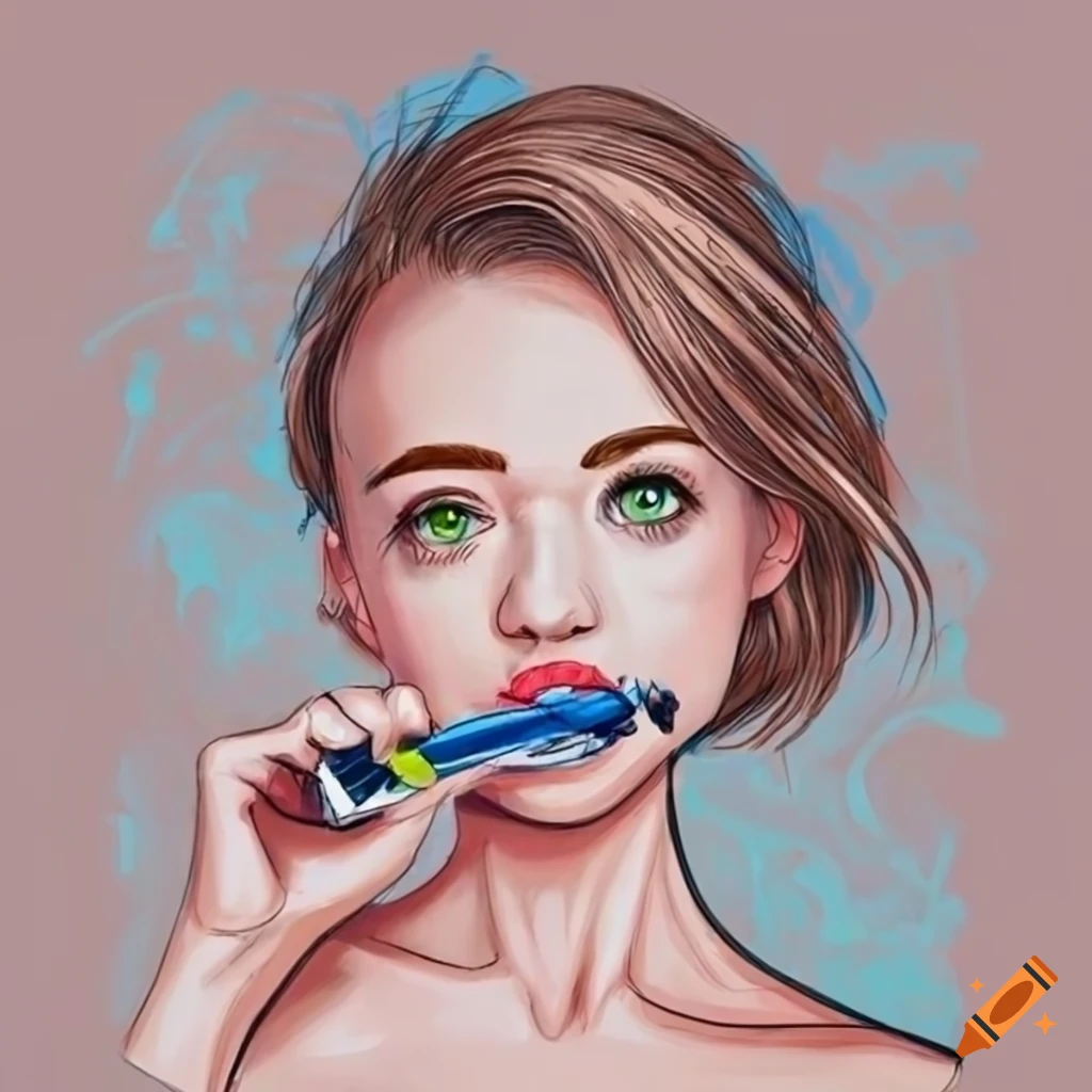 Woman brushing her teeth in a daily routine