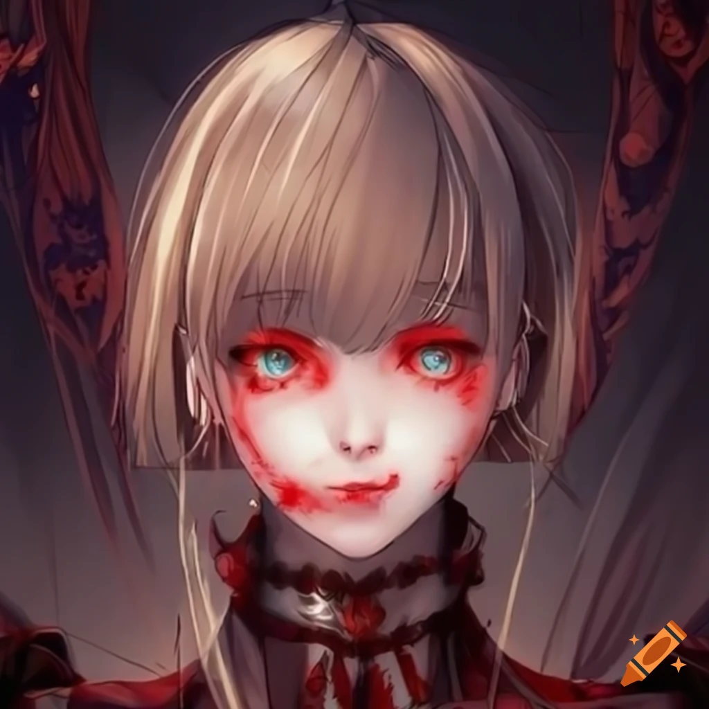 Blonde slavic anime girl princess with short hair and bangs