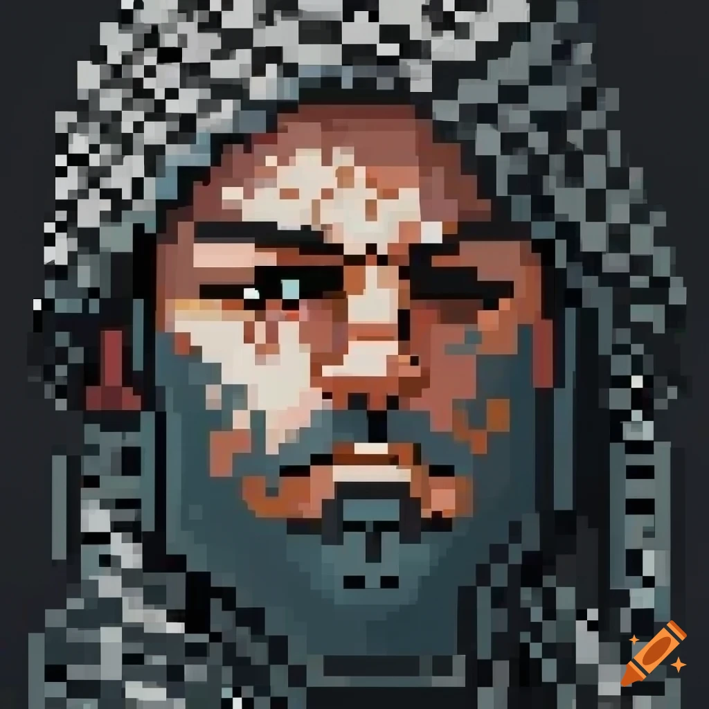 Man with a shemagh in pixel art style