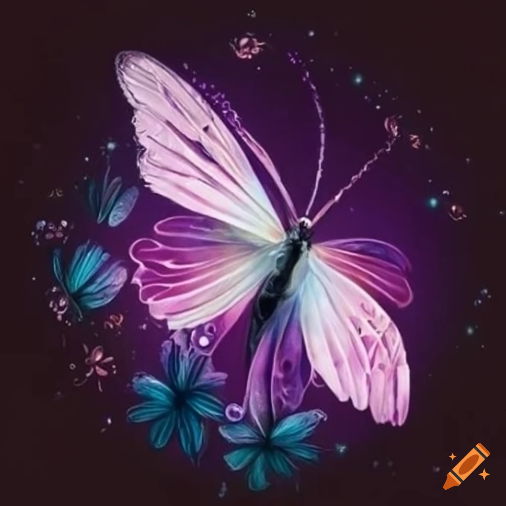Mystical long-winged white butterfly